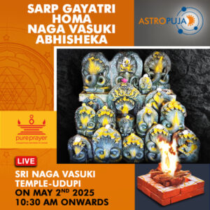 Participate in the Naga Panchami Special Naga Vasuki Abhishekam Puja with Sarp Gayatri Homa Online seeking blessings and benevolence of the Serpent God, Good Health, Longevity and addressing Sarpa Dosha, on 2nd May, 2025 at Sri Naga Vasuki Temple, Udupi
